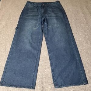 shein carpenter wide leg medium blue jeans Y2K size L.